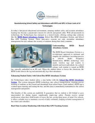 Revolutionizing School Safety and Attendance with RFID and GPS A Closer Look at Sri Technologies
