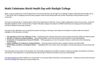mukti World Health Day