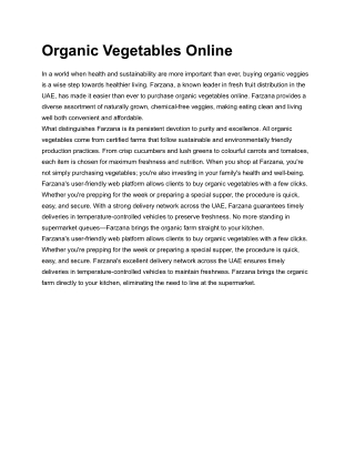 Organic Vegetables Online
