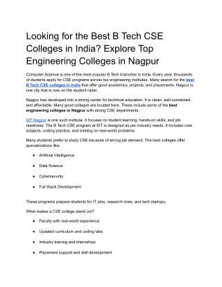 Looking for the Best B Tech CSE Colleges in India