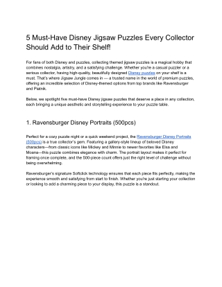 5 Must-Have Disney Jigsaw Puzzles Every Collector Should Add to Their Shelf!