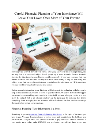 Careful Financial Planning of Your Inheritance Will Leave Your Loved Ones More of Your Fortune