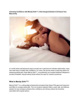 Non-Surgical Solution to Enhance Your Masculinity