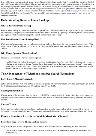 From Mystery Callers to Relied On Contacts: The Role of Reverse Lookups