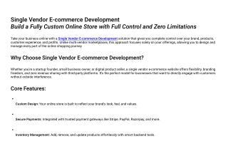 Single Vendor E-commerce Development