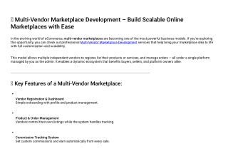 Multi-Vendor Marketplace Development