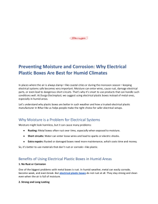 Preventing Moisture and Corrosion_ Why Electrical Plastic Boxes Are Best for Humid Climates
