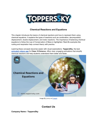 Chemical Reactions and Equations