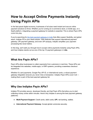 How to Accept Online Payments Instantly Using Payin APIs