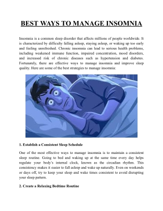 BEST WAYS TO MANAGE INSOMNIA