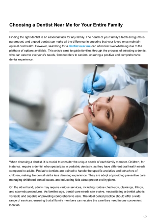 Choosing a Dentist Near Me for Your Entire Family