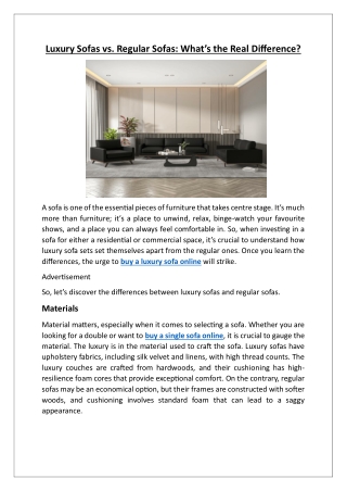 Luxury Sofas vs. Regular Sofas: What’s the Real Difference?