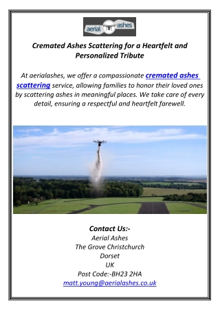 Cremated Ashes Scattering for a Heartfelt and Personalized Tribute