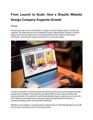 From Launch to Scale- How a Shopify Website Design Company Supports Growth