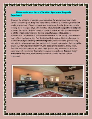 Luxury Vacation Apartments in Belgrade – Elegant Stays in Serbia’s Capital