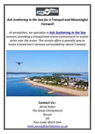 Ash Scattering in the Sea for a Tranquil and Meaningful Farewell