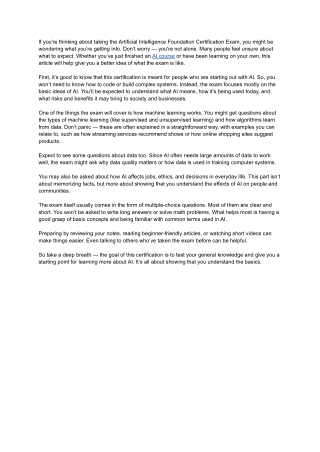 What to Expect from an Artificial Intelligence Foundation Certification Exam