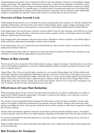Hair Growth Cycle and Laser Hair Reduction