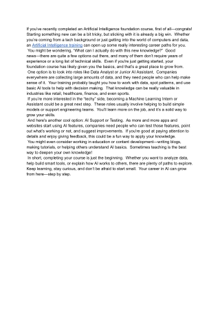 Career Opportunities After Completing an Artificial Intelligence Foundation Course-1