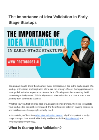 The Importance of Idea Validation in Early-Stage Startups