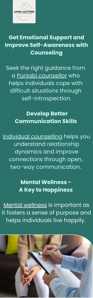 Get Emotional Support and Improve Self-Awareness with Counseling