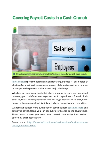 Covering Payroll Costs in a Cash Crunch