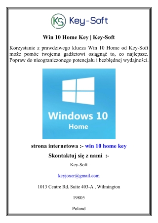 Win 10 Home Key   Key-Soft