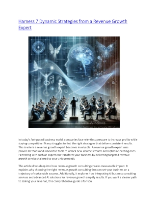 Harness 7 Dynamic Strategies from a Revenue Growth Expert