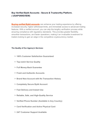 A Safer Way to Handle Your Money - Buy Verified Bybit Accounts