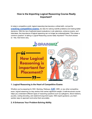 How is the Importing Logical Reasoning Course Really Important