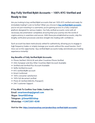 Top 3.2 Trustable Marketplace to Buy Verified Bybit Accounts