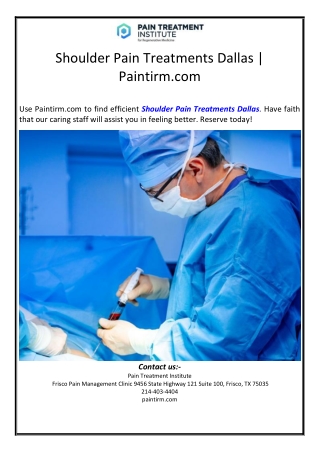 Shoulder Pain Treatments Dallas | Paintirm.com