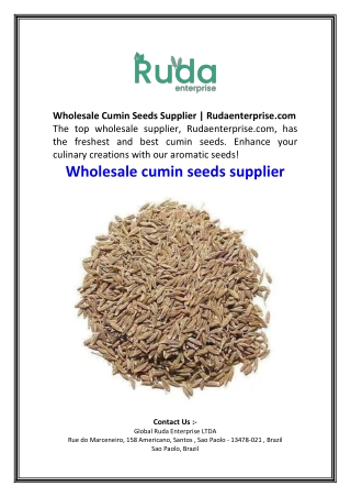 Wholesale Cumin Seeds Supplier  Rudaenterprise.com