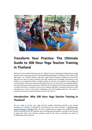 Transform Your Practice: The Ultimate Guide to 300 Hour Yoga Teacher Training