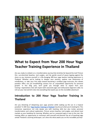 What to Expect from Your 200 Hour Yoga Teacher Training Experience in Thailand