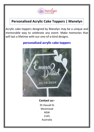 Personalised Acrylic Cake Toppers  Manelyn