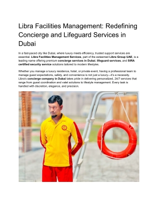 Concierge and Lifeguard Services in Dubai
