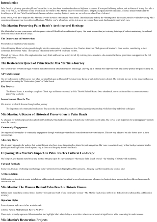 “Mia Martin's Favorite Historical Sites to Visit Around Palm Beach”