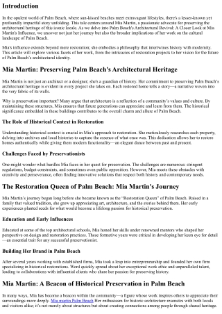 Palm Beach's Architectural Revival: A Closer Look at Mia Martin's Influence