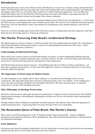 Discovering the Hidden Gems of Palm Beach with Mia Martin