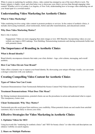 Video Marketing Ideas to Elevate Your Aesthetic Clinic’s Brand