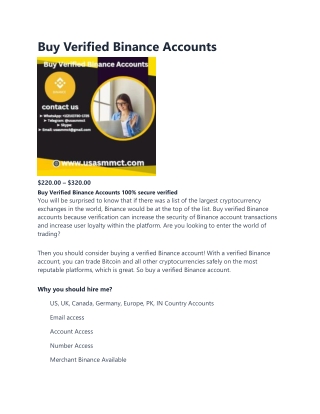 Buy Verified Binance Accounts
