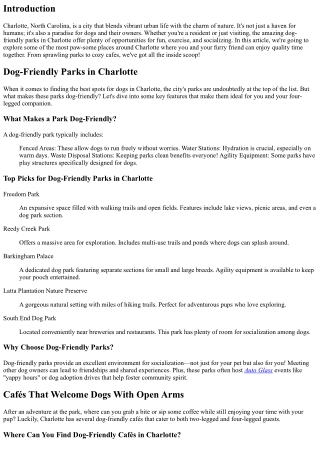 Paw-some Places: A Tour of Charlotte's Best Spots for Dogs and Their Owners