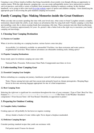 Family Camping Tips: Making Memories inside the Great Outdoors