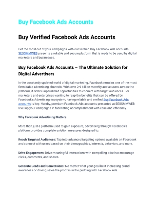 Buy Facebook Ads Accounts