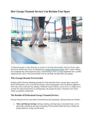 How Garage Cleanout Services Can Reclaim Your Space