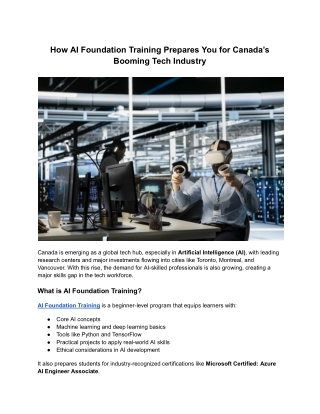 How AI Foundation Training Prepares You for Canada’s Booming Tech Industry