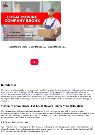 Maximize Convenience: Let Local Movers Handle Your Relocation