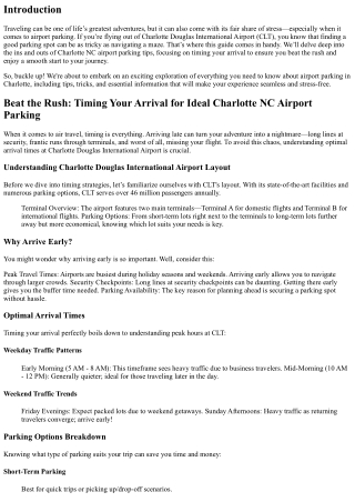 Beat the Rush: Timing Your Arrival for Ideal Charlotte NC Airport Parking