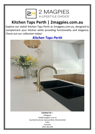 Kitchen Taps Perth  2magpies.com